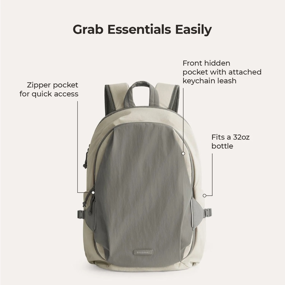 BAGSMART Gray and Cream Men's Backpack - Picture 8 of 15